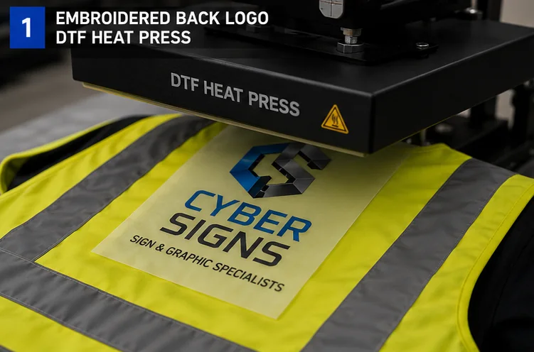 Embroidered or DTF back logo